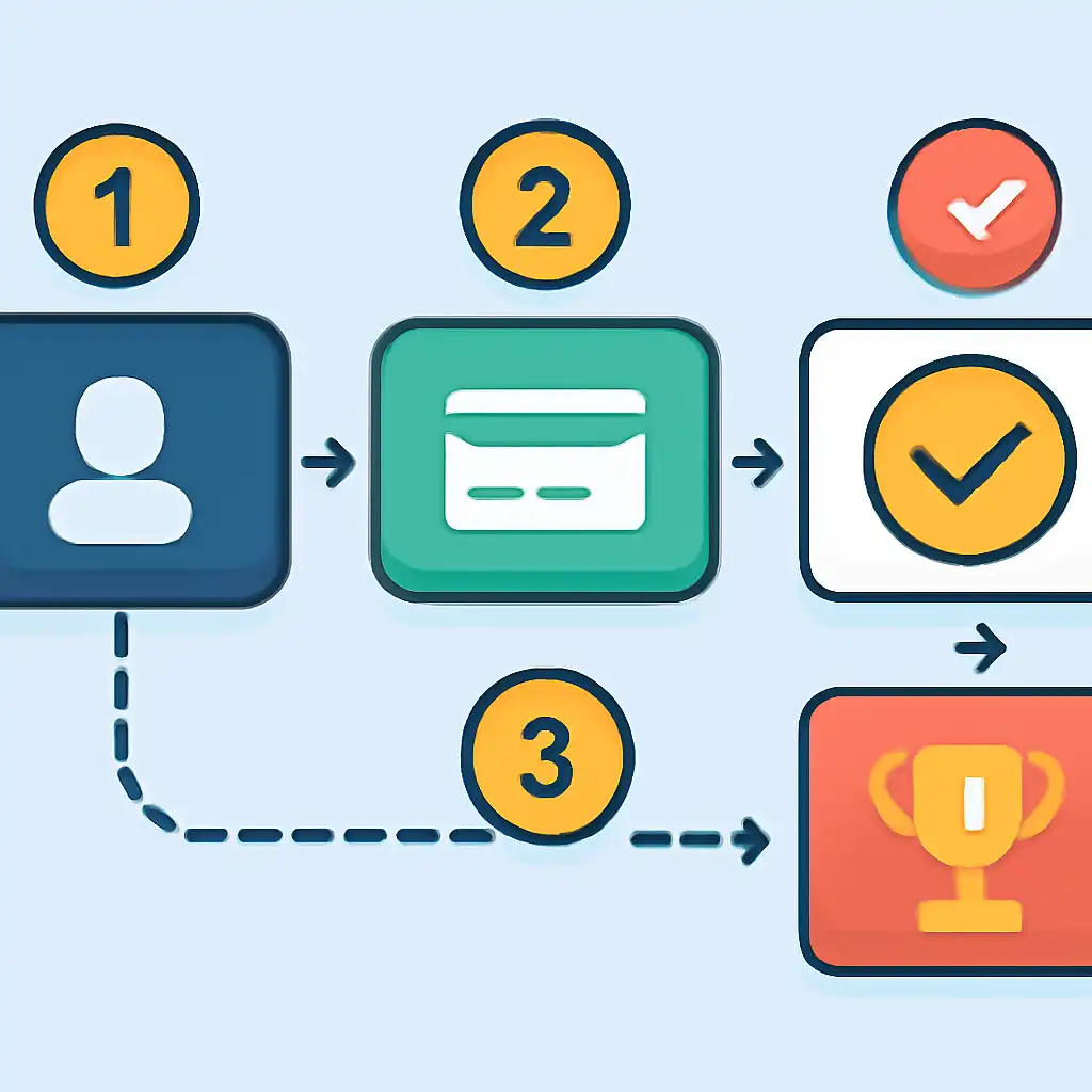 Annotated step diagram: basic rules process with numbered callouts, Jalwa